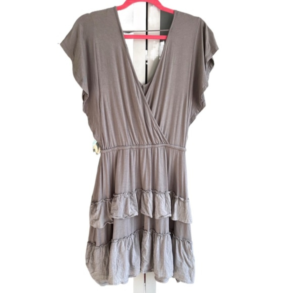 Gray Ruffle Mini Dress S - Picture 2 of 10